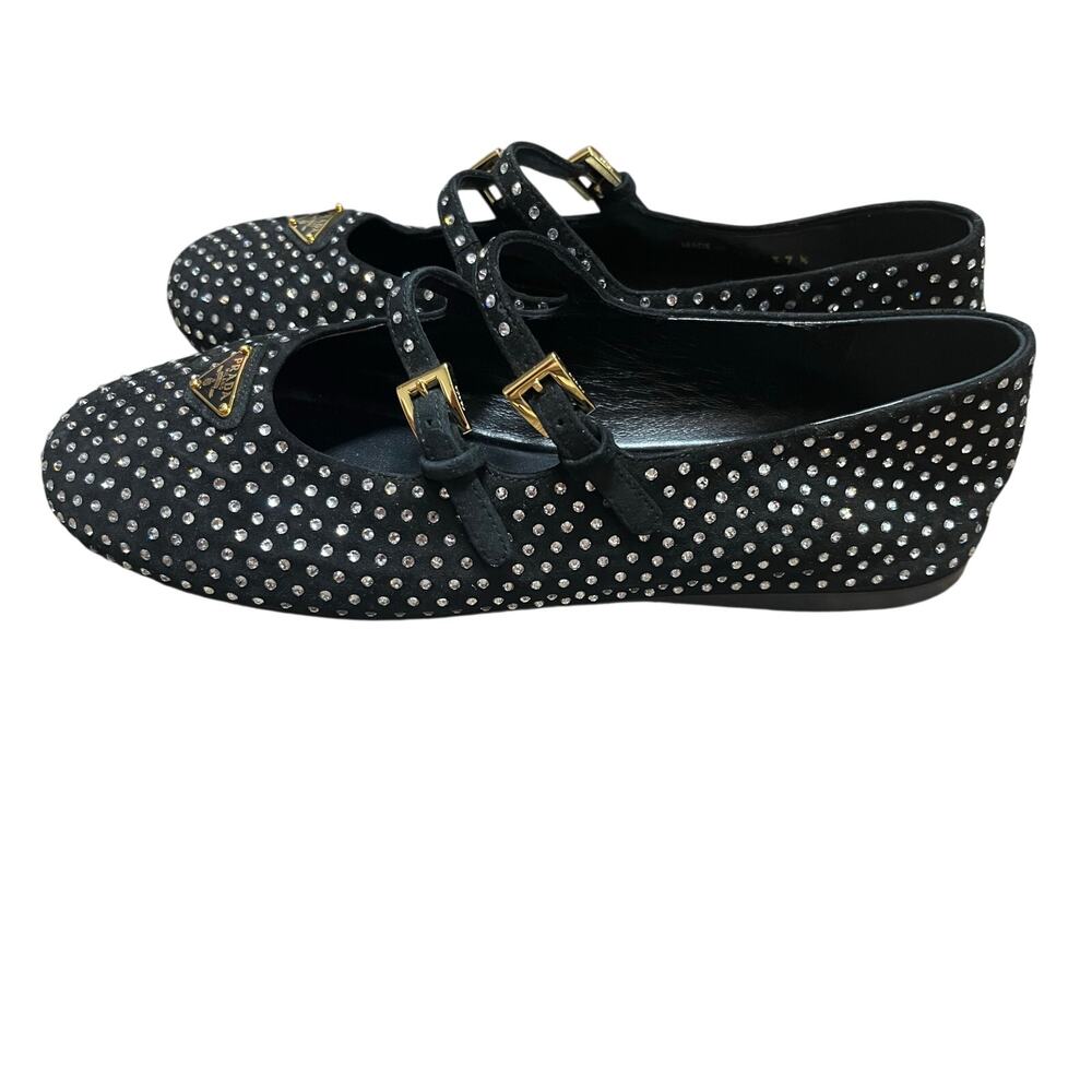 Prada Suede Ballerinas with Crystals Size 37.5 - Picture 3 of 16